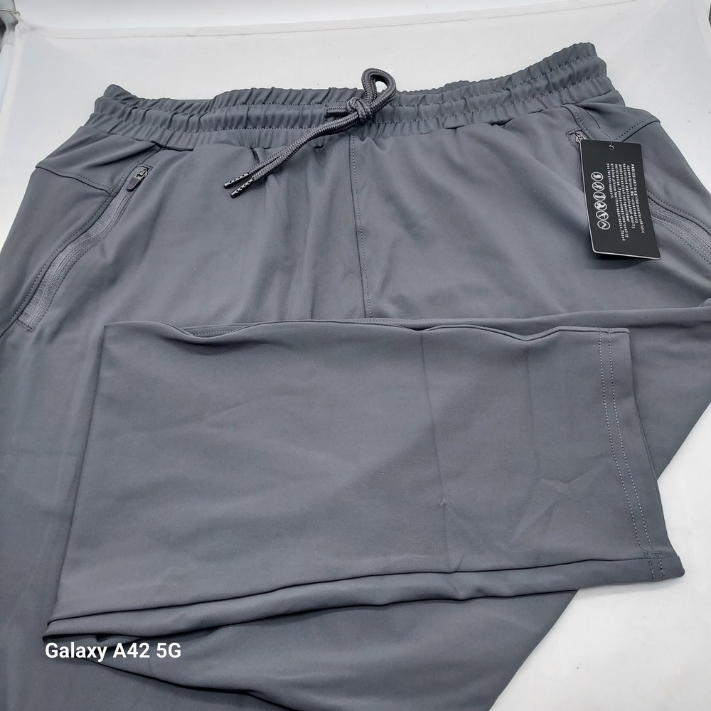 Parisdiary Men Breathable Activewear Jogger Pants Gray Size L NWT Zipper Pockets